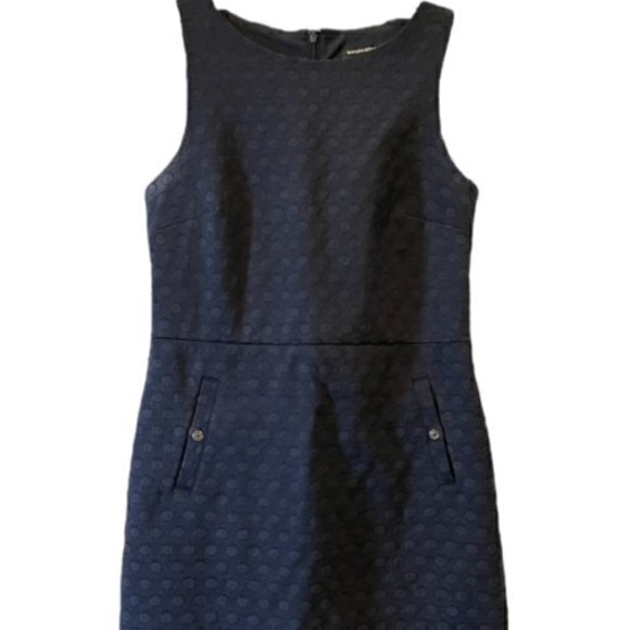 Banana Republic Jacquard Sheath Dress Navy Blue Cocktail Dress Sz‎ 8 Nautical - Picture 1 of 13